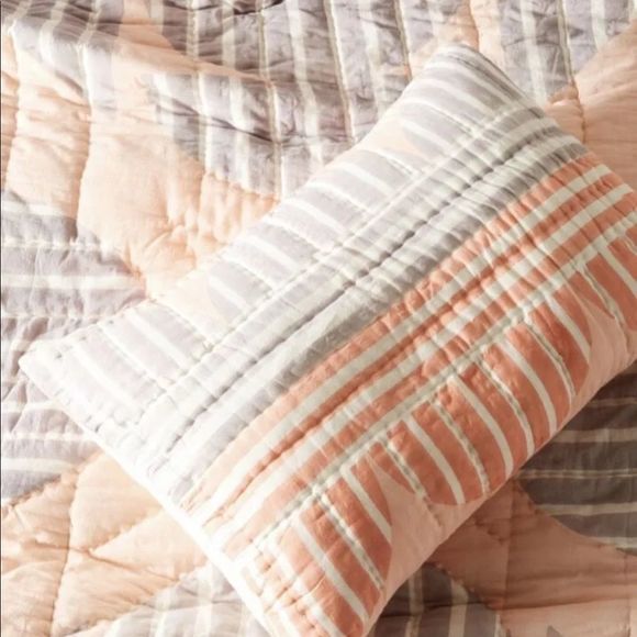 Anthropologie Sham Standard Stripe Geo Quilted